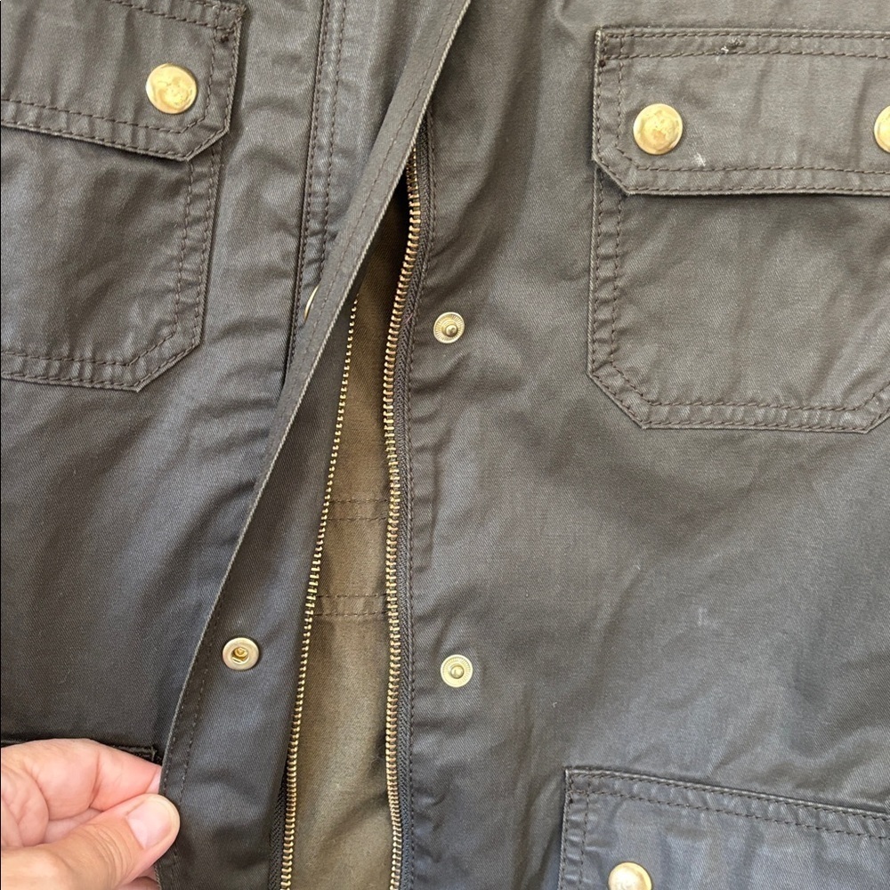 J. Crew Women's 100% cotton dark khaki Button zip front Utility Jacket M - Picture 8 of 11